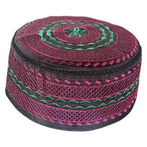 Embroidered Kufi PINK 57 cm Men's Muslim Islamic Prayer Cap MEDIUM